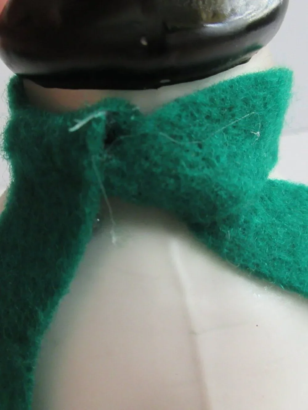 Snowman on Skis Glass Christmas Ornament Wearing Green Felt Scarf 5